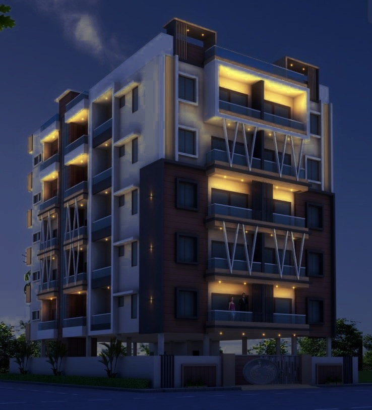 Deccan Heights elevation, night view