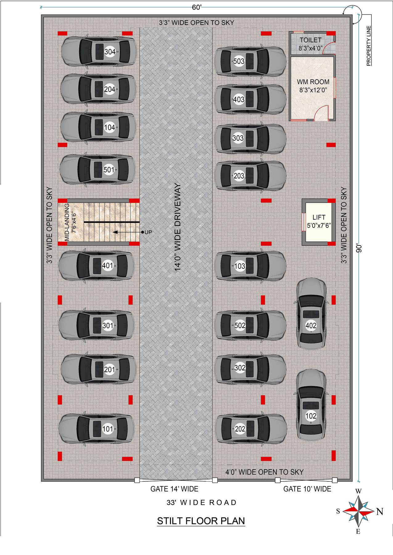 Stilt floor parking plan
